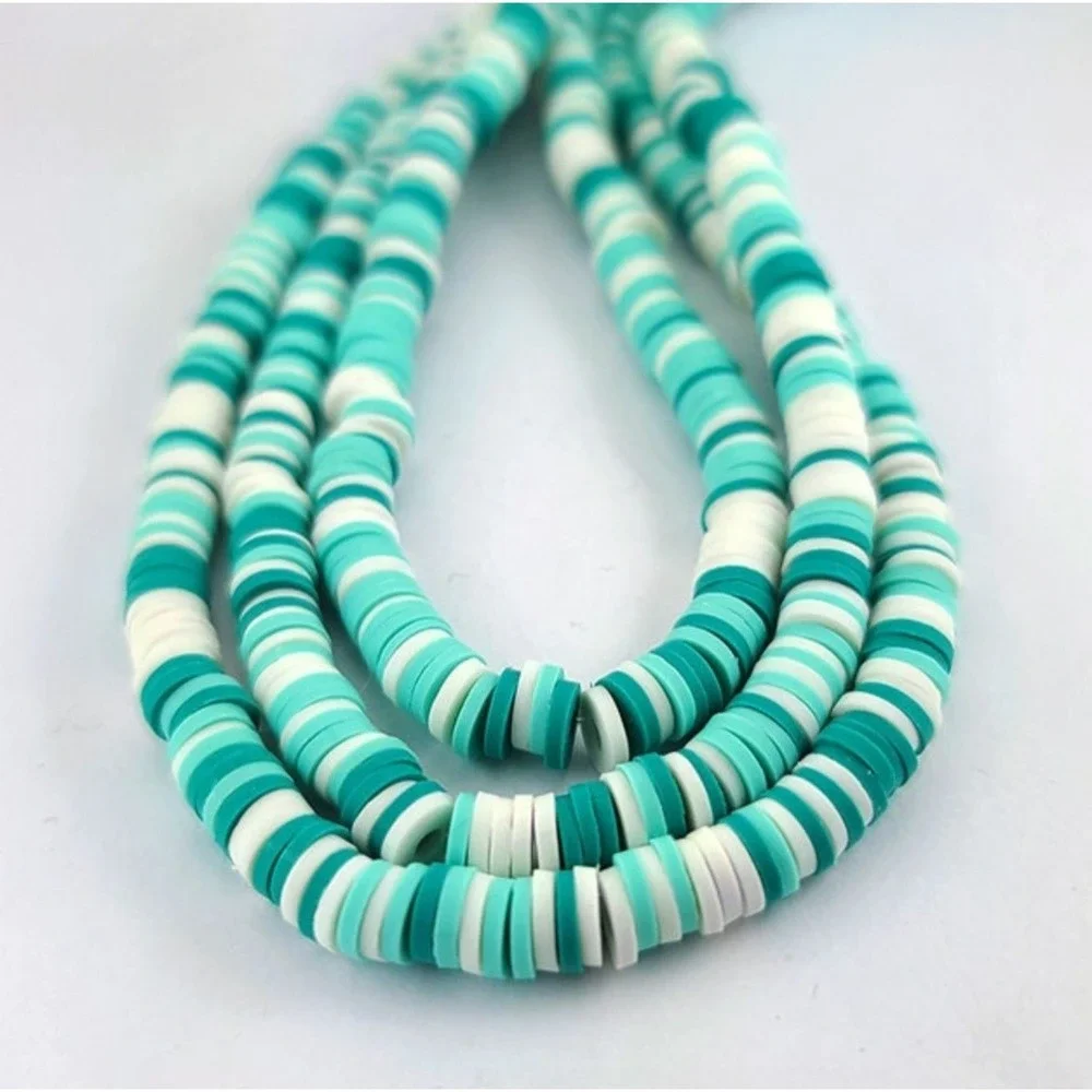 3 Strands of 6MM Polymer Clay Heishi Beads,‎ turquoise mix